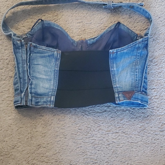 Guess Denim Bustier Crop Top - Picture 9 of 16